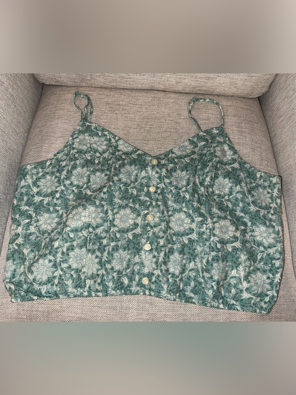 American Eagle Outfitters Floral Button-Front Cami Crop Top